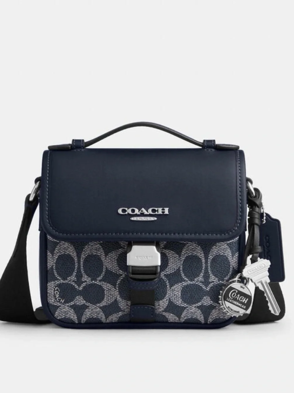 💙Coach NWT Blue Racer Crossbody Bag In Signature Canvas With Crossbody & Charms